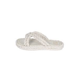 VALENTINO GARAVANI White Braided Leather Slide Sandals Size 36 US 6
